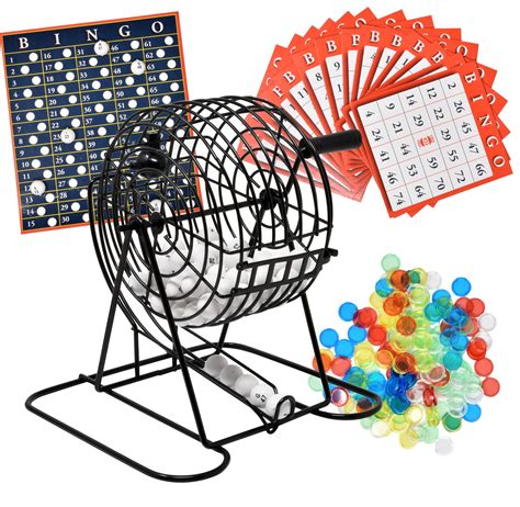 Deluxe bingo set with bingo cage, bingo board, bingo balls, 18 .